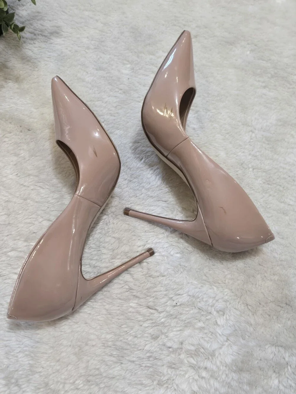 Steve Madden Daisie Nude Patent Pointed Toe Stiletto Neutral Office Pumps, 8